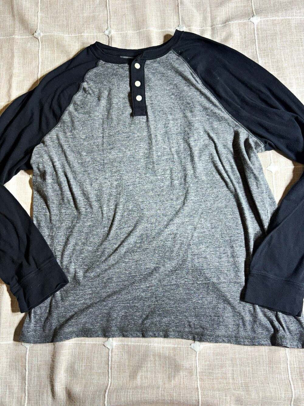 Urban Pipeline Men's 2XL Big & Tall Gray/Black Henley Knit Tee L/S